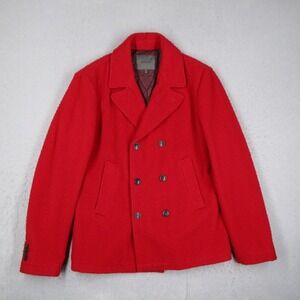 Siviglia Mens Red Wool Double Breasted Pea Coat Jacket Italy Size 50 S-G238U